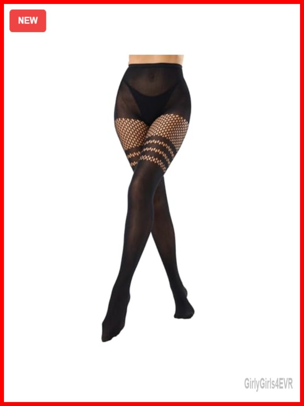 Fishnet Faux Thigh High Tights Gothic Pantyhose Over-The-Knee